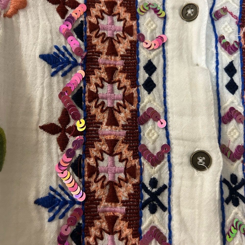 Avanti White Shirt with Colorful Embroidery - Picture 2 of 3